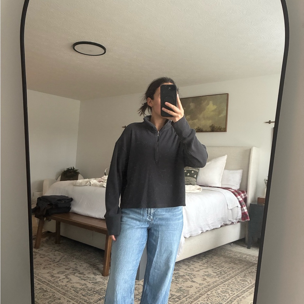 Abercrombie & Fitch Dark Gray Ribbed Jacket